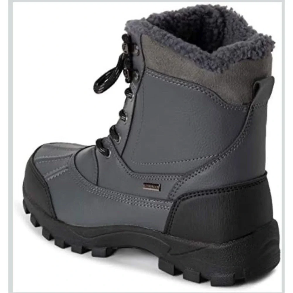 Polar Winter Boots Gray Lace Up Faux Fur Lined Low Heel Outdoor Snow/Rain W 9 M7